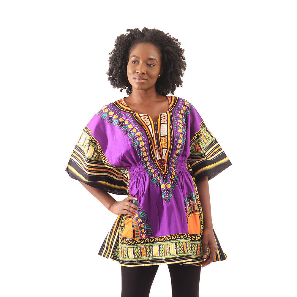 Kenya Traditional Multicolor Elastic Dashiki Blouse – Purple – Fabulous ...